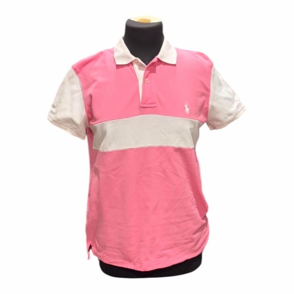 Ralph Lauren Sport Pink & White Striped Polo Shirt – Size M - Picture 2 of 5